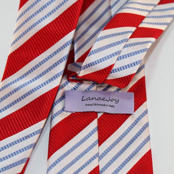 Extra Long Lanae Joy Silk Tie - Exclusive Private Label -  Red White Blue - Picture 3 of 4